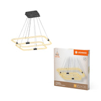 LEDVANCE Decor Tetragon 2-flammige Pendelleuchte aus geschwungenem Polycarbonat mit LED und Filament-Design, 23 W, 250 lm, 3000 K, 830 warmweiß, Click dimmbar, dunkelgrau, Kunststoff (PC), IP20