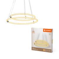 LEDVANCE Decor Aura, 2-flammige Pendelleuchte aus geschwungenem Polycarbonat mit LED und Filament-Design, 21W, 2400 lm, 3000 K, 830 warmweiß, Click dimmbar, dunkelgrau, Kunststoff (PC), 498 mm, IP20