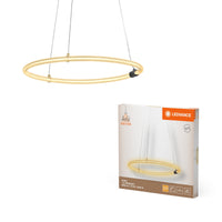 LEDVANCE Decor Aura Pendelleuchte aus geschwungenem Polycarbonat mit LED und Filament-Design, 18W, 2000 lm, 3000 K, 830 warmweiß, Click dimmbar, dunkelgrau, Kunststoff (PC), 498 mm, IP20