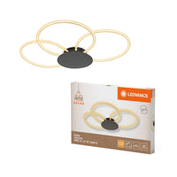 LEDVANCE Decor Aura Deckenleuchte aus geschwungenem Polycarbonat mit LED und Filament-Design, 21 W, 2200 lm, 3000 K, 830 warmweiß, Click dimmbar, dunkelgrau, Kunststoff (PC), IP20