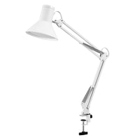 LEDVANCE Office Line Retro-Klemmleuchte mit langem Arm in Weiß aus Metall und Kunststoff, stufenlos dimmbar, mit IP20-Schutz, für das Home Office