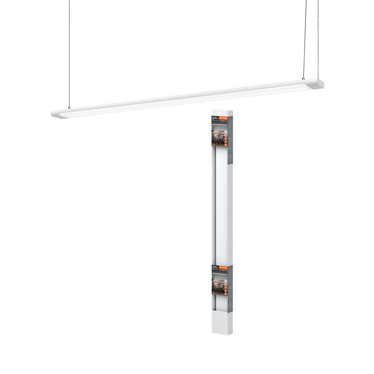 LEDVANCE Office Line Slab, flache Bürodeckenleuchte, 1. 2 m, 40 W, 4400 lm, 4000 K, 840 kaltweiß, 3-stufig dimmbar, weißes Aluminium IP 20