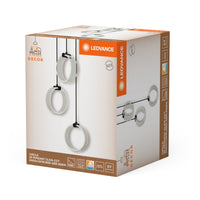 LEDVANCE Decor Circle dekorative Pendelleuchte, 3-flammig, PL, 20W, 1300lm, 3000K/4200K/6500K, warmweiß/kaltweiß/Tageslicht, Click-CCT Schalter, IP20, Kunststoff, schwarz, LED nicht austauschbar