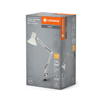 LEDVANCE Office Line Retro-Klemmleuchte mit langem Arm in Weiß aus Metall und Kunststoff, stufenlos dimmbar, mit IP20-Schutz, für das Home Office