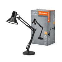 LEDVANCE Office Line Retro-Schreibtischleuchte mit langem Arm, stufenlos dimmbar, in Schwarz aus Metall und Kunststoff, IP20-Schutz, für Home Office