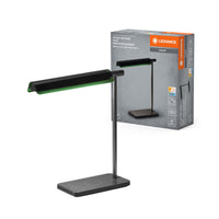 LEDVANCE Office Line Desk Roof Schreibtischleuchte mit induktivem Laden und 3-stufiger Dimm- und Farbtemperaturanpassungsfunktion in Schwarz aus Metall und Kunststoff, IP20-Schutz, für Home Office
