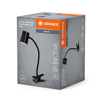 LEDVANCE Office Line Klemmleuchte mit biegsamem Flexarm und GU10-Sockel in Schwarz aus Kunststoff, IP20-Schutz, für Home Office und andere Innenraumanwendungen