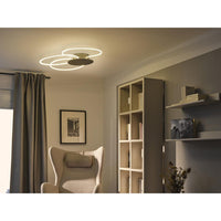 LEDVANCE Decor Aura Deckenleuchte aus geschwungenem Polycarbonat mit LED und Filament-Design, 21 W, 2200 lm, 3000 K, 830 warmweiß, Click dimmbar, dunkelgrau, Kunststoff (PC), IP20