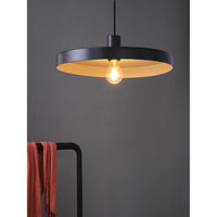 LEDVANCE Decor Plate dekorative Hängelampe mit tellerförmigem Lampenschirm, 400mm, mit E27 Fassung, IP20, Metall, schwarz/beige
