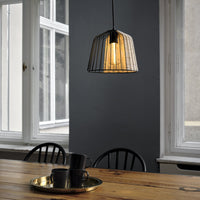 LEDVANCE DECOR Cage Bell Pendant Hängeleuchte, E27, nicht dimmbar, IP20, Rattan/Metall, 260mm, schwarz/braun