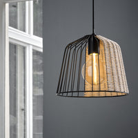 LEDVANCE DECOR Cage Bell Pendant Hängeleuchte, E27, nicht dimmbar, IP20, Rattan/Metall, 260mm, schwarz/braun