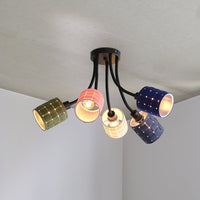 LEDVANCE Deckenleuchte 5-flammig Decor Felt Weaving Cans aus Filz und Metall, E14, 630mm Länge, warme Lichteffekte durch gewebten Schirm, langlebig durch austauschbare Lichtquelle, einfache Montage