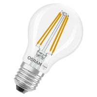 OSRAM LED LAMPS ENERGY CLASS A ENERGY EFFICIENCY FILAMENT CLASSIC A in A-Form, LED-Lampe, Bleifreies Glas, Klar, 3,8 W, 806 lm, Kaltweiß, Energieeffizienzklasse: A