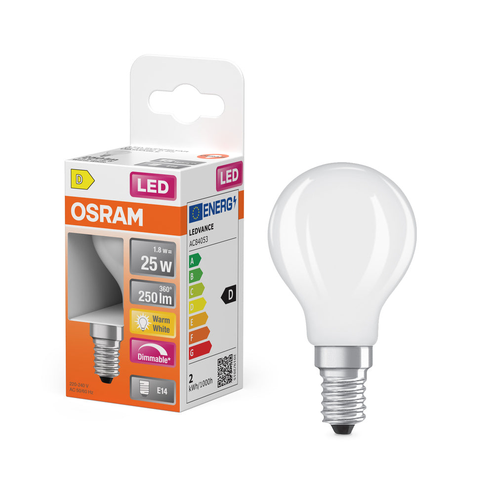 OSRAM LED Retrofit Classic P dimmbar 1.8W 827 matt E14