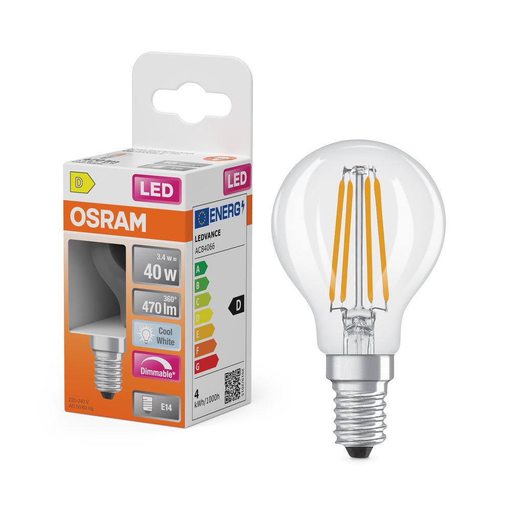 OSRAM LED Retrofit Classic P dimmbar 3.4W 840 klar E14