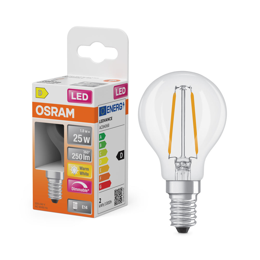 OSRAM LED Retrofit Classic P dimmbar 1.8W 827 klar E14