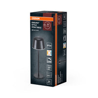 OSRAM ENDURA STYLE TABLE Außenleuchte, 2,5W, 200lm, dunkelgrau, Tischleuchte, wiederaufladbarer Akku, IP54 Schutzklasse, stufenloses Dimmen, Lichthelligkeits-Memory-Funktion