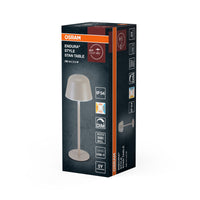 OSRAM ENDURA STYLE TABLE Außenleuchte, 2,5W, 200lm, beige, Tischleuchte, wiederaufladbarer Akku, IP54 Schutzklasse, stufenloses Dimmen, Lichthelligkeits-Memory-Funktion