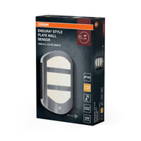 OSRAM ENDURA Style Plate Wall Wandleuchte in moderner Edelstahloptik mit Sensor und indirektem Licht, helle und funktionale LED-Außenleuchte,  IP44-Schutz, für Eingangsbeleuchtung und Fassaden