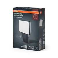 OSRAM ENDURA PRO Hocheffizienter Außenwand-Sensorstrahler mit weitem Ausstrahlungswinkel in innovativem optischen Design, 15W, Dunkelgrau, IP55-Schutz, für Parkplatz und Parks