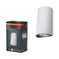 OSRAM ENDURA Style klassische LED-Außenleuchte mit Lichtaustritt oben und unten, rund, in Weiß aus Aluminium, IP44-Schutz, für Fassaden- und Eingangsbereiche