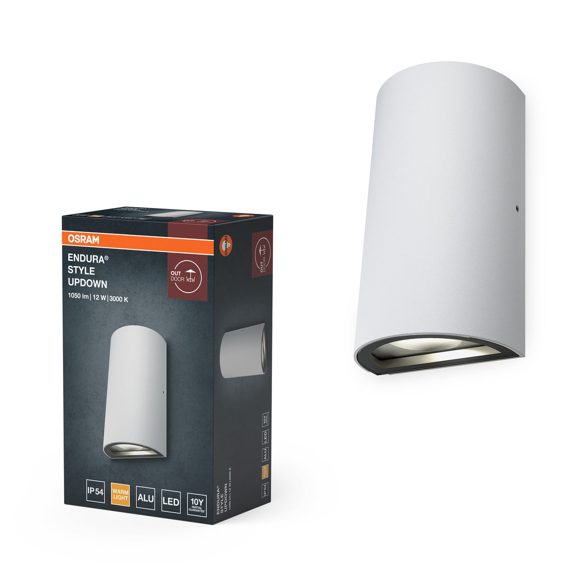 OSRAM ENDURA Style klassische LED-Außenleuchte mit Lichtaustritt oben und unten, rund, in Weiß aus Aluminium, IP44-Schutz, für Fassaden- und Eingangsbereiche