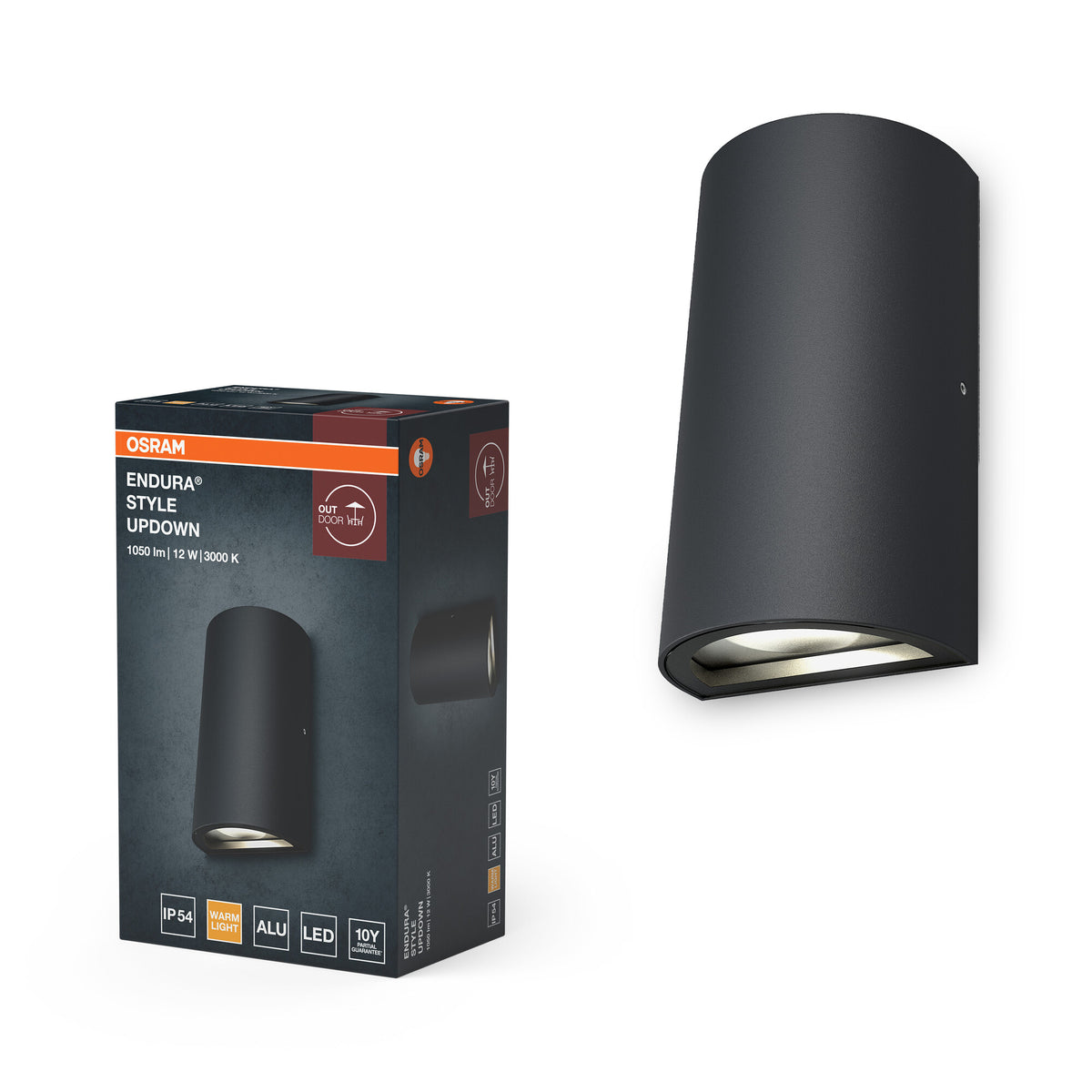 OSRAM ENDURA Style klassische LED-Außenleuchte mit Lichtaustritt oben und unten, rund, in Dunkelgrau aus Aluminium, IP44-Schutz, für Fassaden- und Eingänge