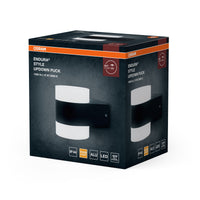 OSRAM UpDown Puck LED Wandleuchte, warmweiß 3000 K, Außenleuchte, 13W, Licht nach oben und unten, IP44, 980lm, Aluminiumdruckguss, Grau