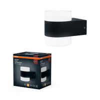 OSRAM UpDown Puck LED Wandleuchte, warmweiß 3000 K, Außenleuchte, 13W, Licht nach oben und unten, IP44, 980lm, Aluminiumdruckguss, Grau