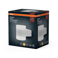 OSRAM UpDown Puck LED Wandleuchte, warmweiß 3000 K, Außenleuchte, 13W, Licht nach oben und unten, IP44, 980lm, Aluminiumdruckguss, Weiß