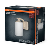 OSRAM ENDURA Classic Wandleuchte, Holzdekor, E27, IP43, Aluminiumgehäuse, Glasdiffusor, geeignet für Außenbereiche, ohne Leuchtmittel.