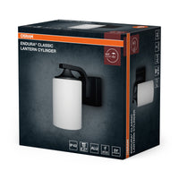 OSRAM ENDURA Classic Wandleuchte, Schwarz, E27, IP43, Aluminiumgehäuse, Glasdiffusor, geeignet für Außenbereiche, ohne Leuchtmittel