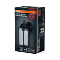 OSRAM ENDURA Classic Außenleuchte M E27 Schwarz, IP43, Aluminiumgehäuse, klares Glas, ohne Leuchtmittel, Wandmontage für geschützte Bereiche