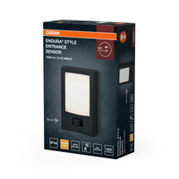 OSRAM ENDURA STYLE ENTRANCE Außenbeleuchtung, 13W, 900lm, Eingangsleuchte, dunkelgrau, Bewegungsmelder, Tageslichtsensor, IP44 Schutzklasse, 3.000K Farbtemperatur, warmweiße Lichtfarbe