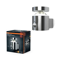 OSRAM ENDURA Style Cylinder Außenwandleuchte mit Sensor 150mm, 3000K, 660lm, 6W, modernes Edelstahl-Design, IP44 für Eingänge und Fassaden