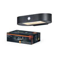 OSRAM ENDURA Style Kleine Oval Solar-Wandleuchte, warmweißes Licht (3000K), integrierter Sensor, ohne Strom nutzbar, lange Laufzeit: 30 Mal 60  Sekunden im PIR Modus, Schutzklasse IP44, schwarz