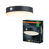 OSRAM ENDURA Style Solar-Wandleuchte Tossa, warmweißes Licht (3000K), integrierter Sensor, ohne Strom nutzbar, bis acht Stunden Brenndauer, Schutzklasse IP44, schwarz