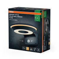 OSRAM ENDURA Style Solar-Wandleuchte Glow, zwei separat steuerbare Lichtringe, warmweißes Licht (3000K), integrierter Sensor, ohne Strom nutzbar, Schutzklasse IP44, dunkelgrau
