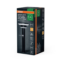 OSRAM ENDURA Style Solar Außenleuchte, Edelstahlgehäuse, Schwarz, IP44, mit Bewegungs- und Tageslichtsensor, solarbetrieben, geeignet für Eingänge und Terrassen