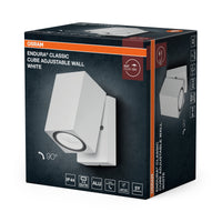 OSRAM ENDURA Classic Cube ADJ WALL Außen-Wandleuchte, weiß, GU10-Sockel (max 35W), kann mit einfacher oder smarter Lampe bestückt werden, ausrichtbarer Leuchtenkopf, Schutzklasse IP44