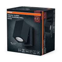 OSRAM ENDURA Classic Cube ADJ WALL Außen-Wandleuchte, schwarz, GU10-Sockel (max 35W), kann mit einfacher oder smarter Lampe bestückt werden, ausrichtbarer Leuchtenkopf, Schutzklasse IP44