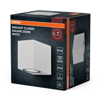 OSRAM ENDURA Classic Square Down Außen-Wandleuchte, weiß, GU10-Sockel (max 35W), kann mit einfacher oder smarter Lampe bestückt werden, Down oder Up/Down Leuchtenvariante, Schutzklasse IP44