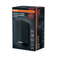 OSRAM ENDURA Classic Square Updown Außen-Wandleuchte, schwarz, GU10-Sockel (max 35W), kann mit einfacher oder smarter Lampe bestückt werden, Down oder Up/Down Leuchtenvariante, Schutzklasse IP44