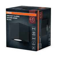 OSRAM ENDURA Classic Square Down Außen-Wandleuchte, schwarz, GU10-Sockel (max 35W), kann mit einfacher oder smarter Lampe bestückt werden, Down oder Up/Down Leuchtenvariante, Schutzklasse IP44