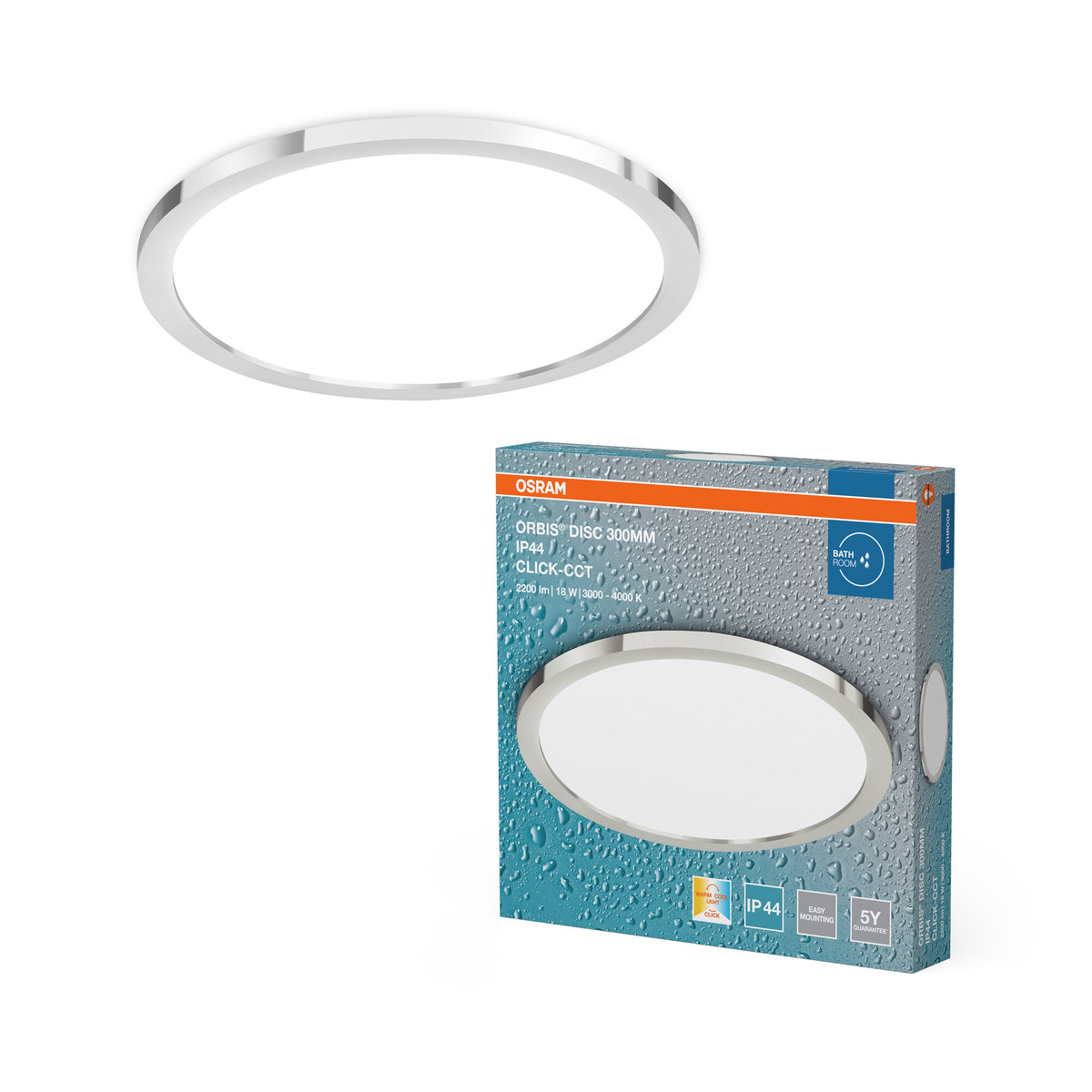 OSRAM ORBIS DISC Badezimmerleuchte, Chrom, 18W, 2200lm