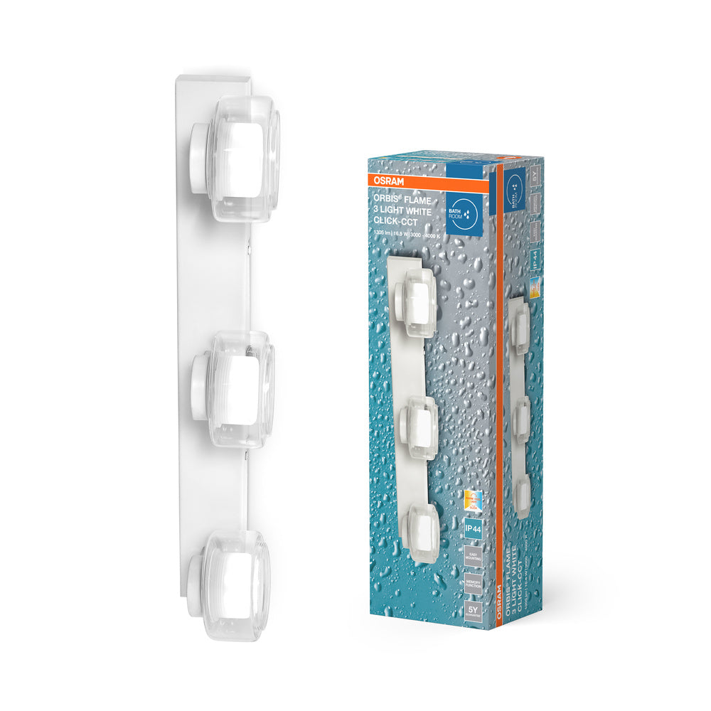 OSRAM ORBIS Flame Badezimmer Wandleuchte 16.5W Click CCT IP44 weiß
