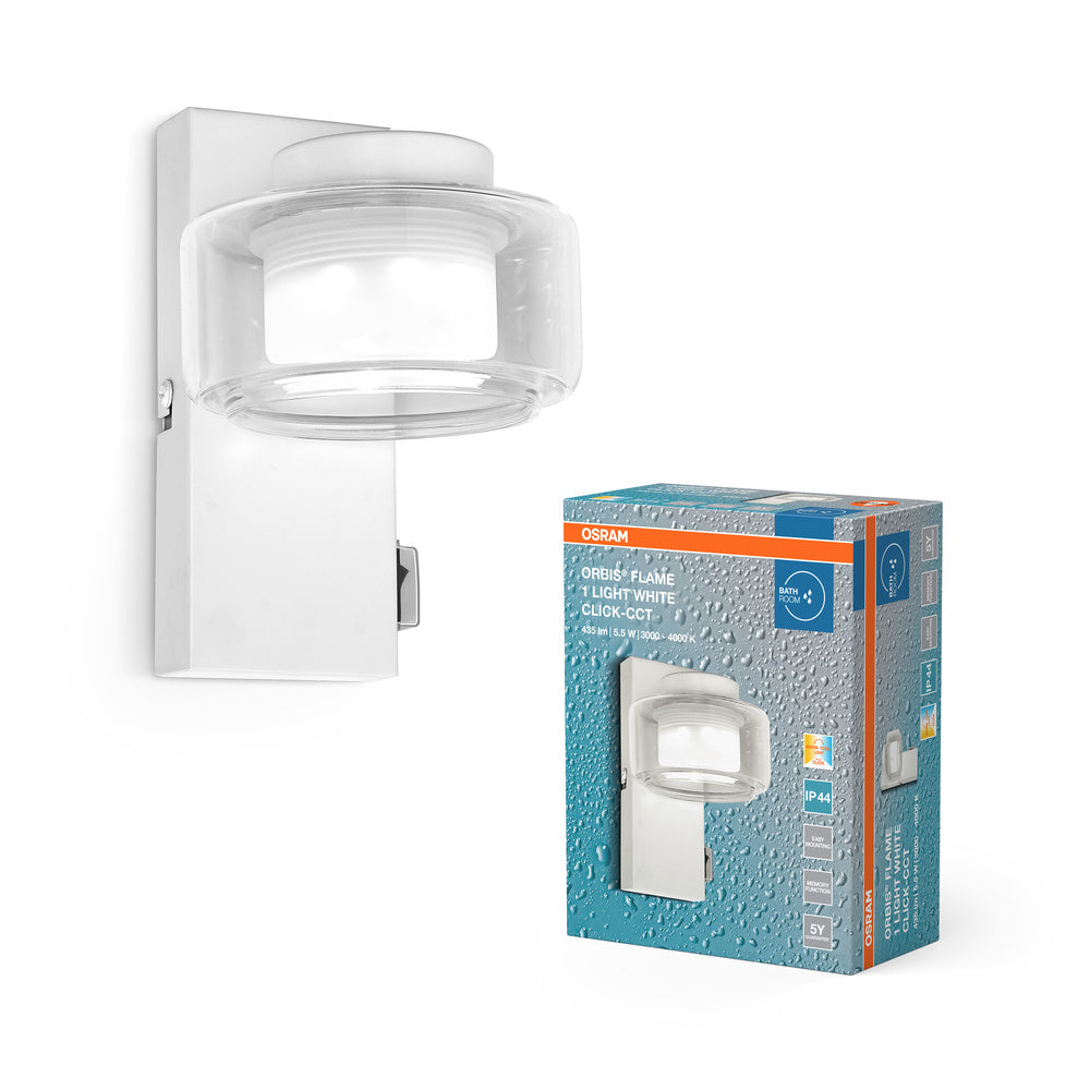 OSRAM ORBIS Flame Badezimmer Wandleuchte 5.5W Click CCT IP44 weiß