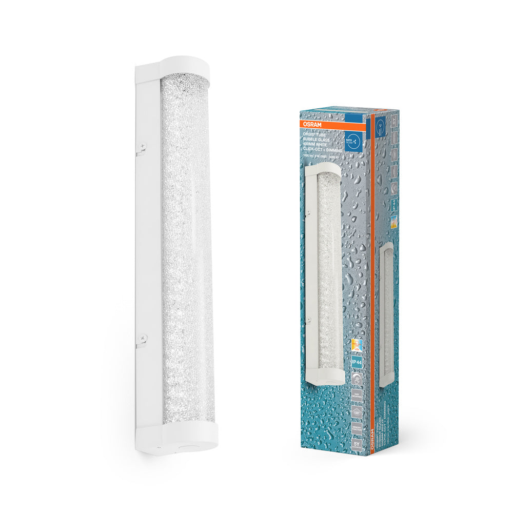 OSRAM ORBIS Tube Badezimmer Spiegel-/Wandleuchte Blasen-Glas 9W 40cm dimmbar weiß
