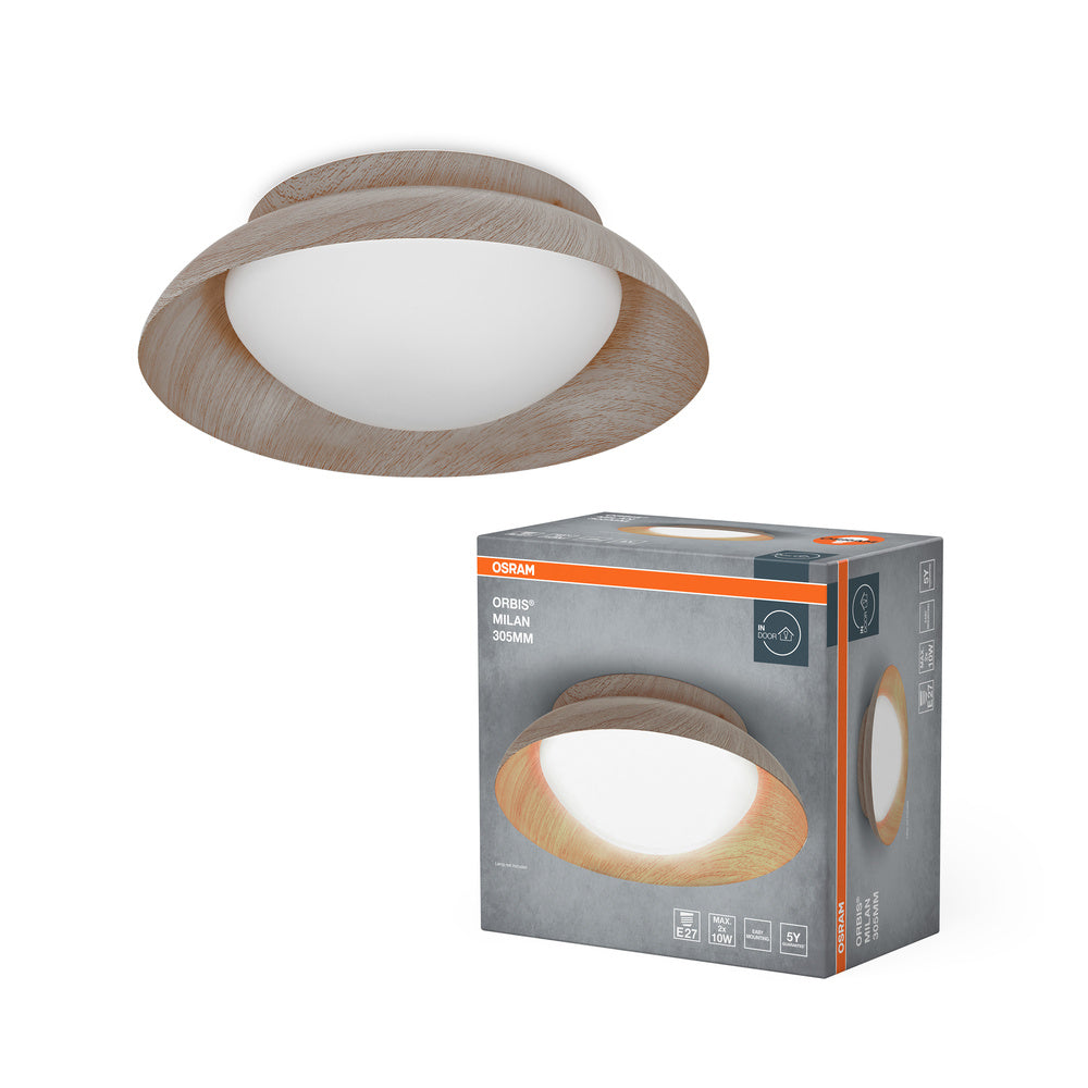OSRAM ORBIS MILAN Deckenleuchte 305mm, holzfarben, 2xE27
