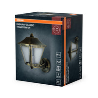 OSRAM ENDURA Classic Wandleuchte für Außenbereiche, Alu Schwarz-Gold, E27, IP44, geeignet für Leuchtmittel bis max. 60 W, ohne Leuchtmittel